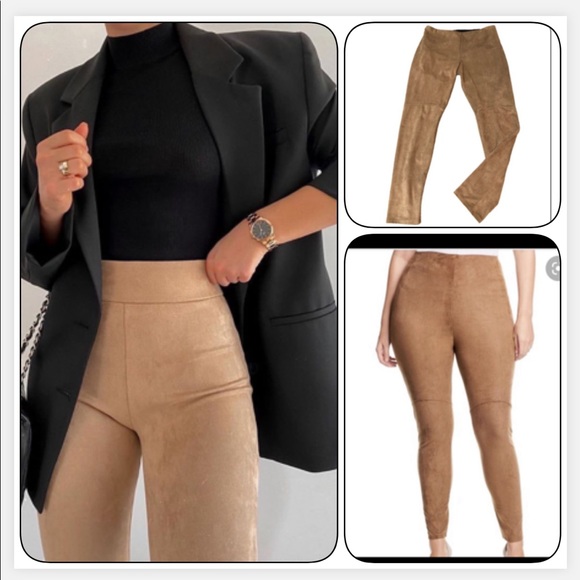 LYSSE HIGH WAIST TAN FAUX SUEDE LEGGING PANTS - Picture 1 of 11